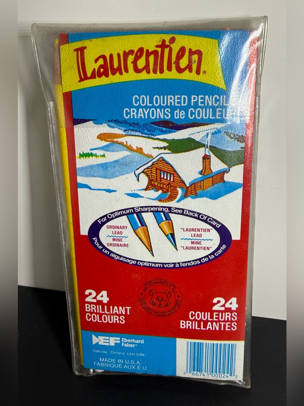 Vintage Laurentien Coloured Pencils 24 Pack Eberhard Faber Canadian Nostalgia